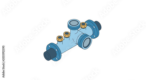 Photos Industrial water meter manifold with multiple gauges.