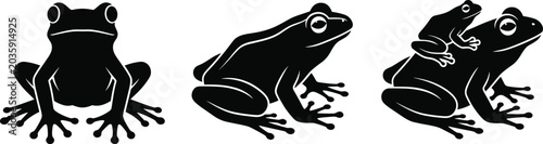Photos Silhouette illustration of frogs in front view, side profile, and interaction sh