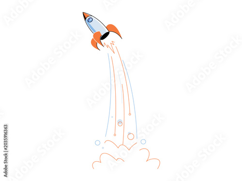 Foto Rocket ship launching into the sky with a smoke trail vector illustration