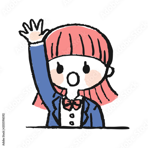 手を上げる学生のイラスト