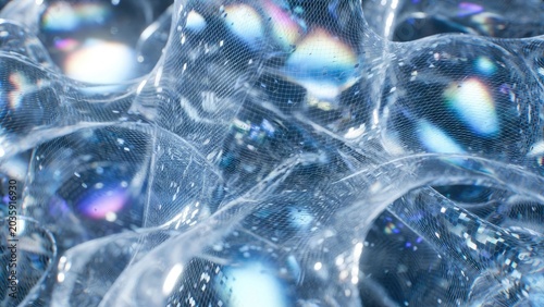 3d visualization of abstract holographic bubbles in a digital environment