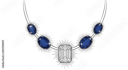 Canvas Print Luxury Diamond and Sapphire Necklace.