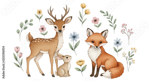 Deer Fox and Bunny Animal Friends.