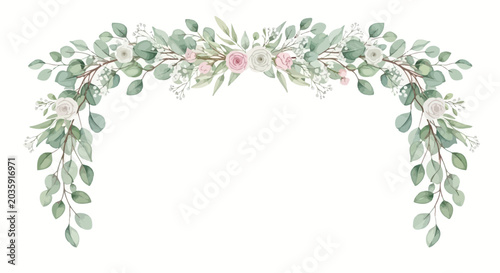 Foto Floral Greenery Garland Decoration.
