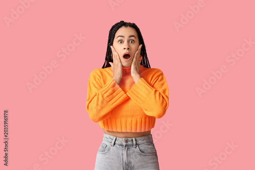 Beautiful young shocked Afr...