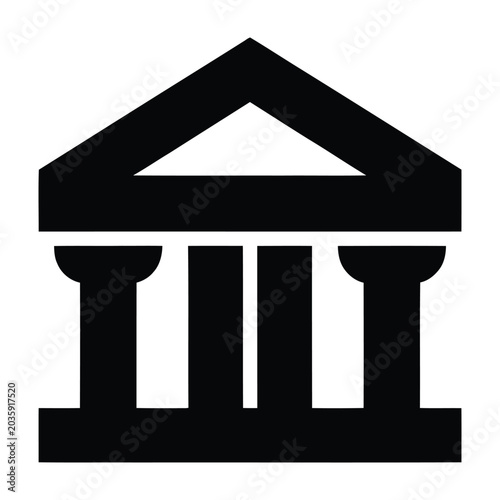 Canvastavla Simple iconic illustration of ancient greek temple with triangular pediment and