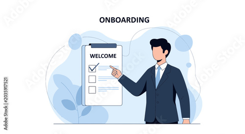 New Employee Onboarding Checklist: Welcome and Business Process Illustration