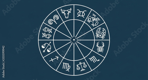 Schilderij op canvas Astrology Zodiac Wheel with Symbols.