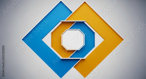Foto Abstract Geometric Shapes Intersecting Blue and Yellow Squares.