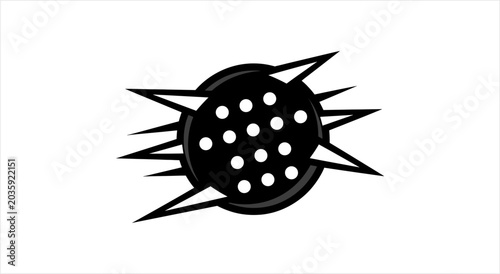 Quadro su tela Abstract Black Spiky Object with White Dots.