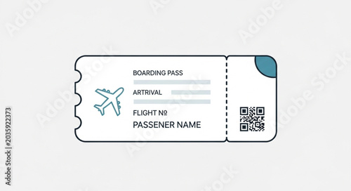 Bild auf Leinwand Airplane Ticket Boarding Pass With QR Code.