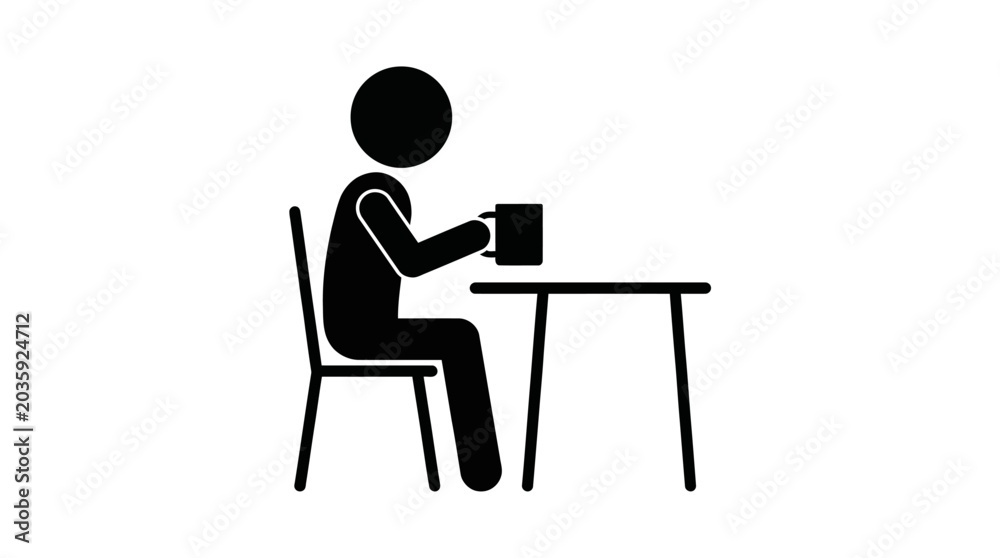 Fototapeta premium Person Sitting at Table Holding a Mug Icon