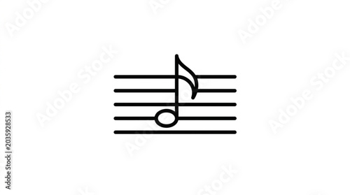 Tableau sur toile Musical Note on Staff - Simple Line Art Icon