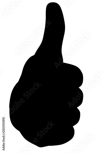 Thumbs Up Hand Silhouette Isolated on White Background