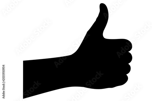 Thumbs Up Hand Silhouette Isolated on White Background