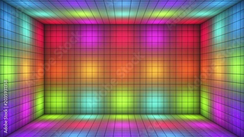 Broadcast Switching Hi-Tech Illuminated Cubes Room Stage, Multi Color, Events, 3D, Loopable, 4K
