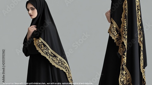Elegant Black Blaya with Intricate Gold Embroidery