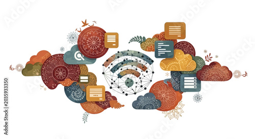 Abstract Digital Network and Wireless Connectivity Illustration