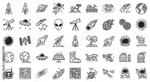 Space and Astronomy Doodle Icon Set