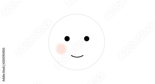 Quadro em tela Happy smiling face icon with rosy blush cheeks.