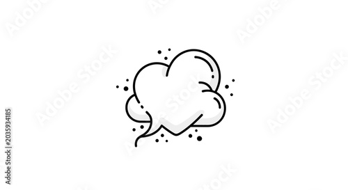 Bild auf Leinwand Heart shaped hand drawn cloud bubble with dots.