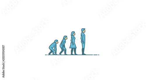 Foto Human evolution sequence from primate to modern man