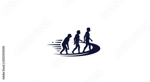 Photography Human evolution silhouettes showing progress with motion lines.