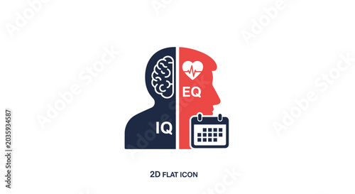 Tableau sur toile Human head profile icon representing IQ and EQ balance