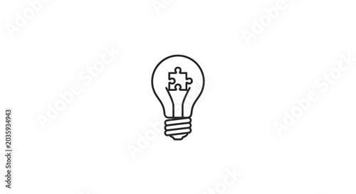 Schilderij op canvas Light bulb icon containing a puzzle piece for solutions.