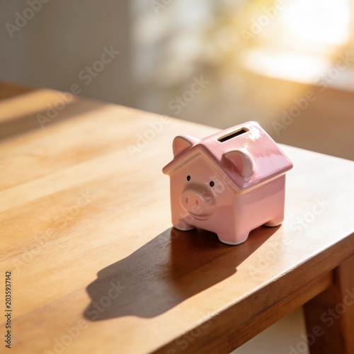 piggy bank on a table