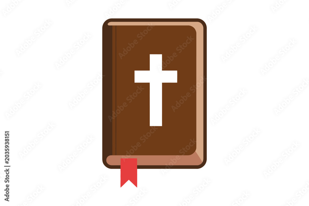 Fototapeta premium Christian Bible Vector Icon with Sacred Scripture Book Symbol for Church, Faith, and Spiritual Branding Designs Vector Designs