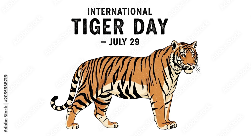 Obraz premium Celebrate International Tiger Day on July 29 with this Majestic Tiger Illustration