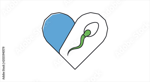 Foto Heart shape with sperm symbol inside representing love.