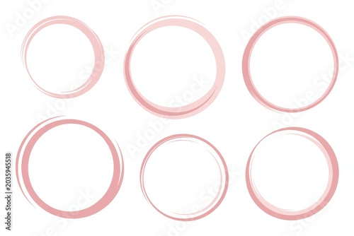 Elegant Rose Gold Circular Frames with Textured Brush Strokes Perfect for Modern Design Elements