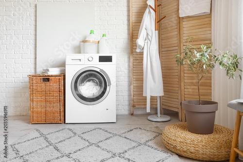 Interior of modern laundry ...