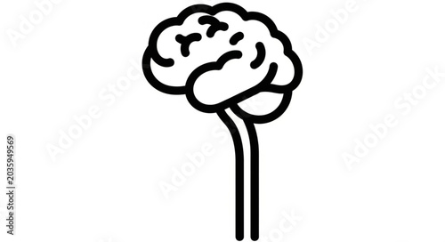 Foto Stylized Line Art Illustration of Human Brain and Brainstem.