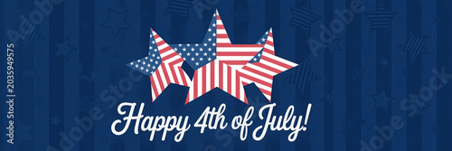 Happy 4th of July Patriotic Stars Illustration with American Flag Colors on Blue Background
