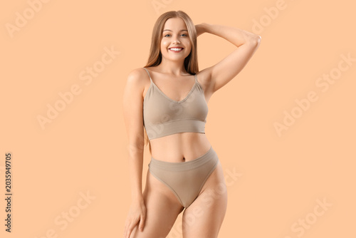 Beautiful woman in underwea...