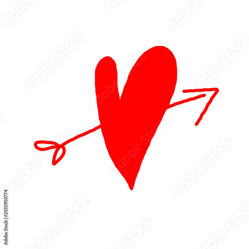 Heart arrow doodle vector icon. Hand drawn heart love sketch illustration. Decorative Valentines Day doodle elements.