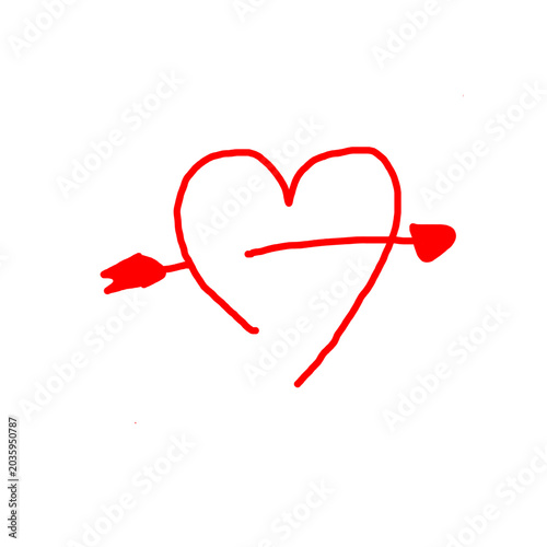 Heart arrow doodle vector icon. Hand drawn heart love sketch illustration. Decorative Valentines Day doodle elements.