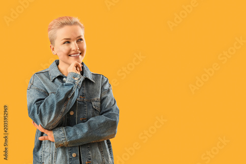 Thoughtful young woman with...