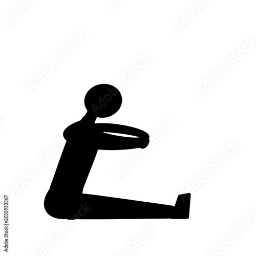 Minimal hand-drawn illustration of a person practicing seated yoga stretch, calm wellness and mindfulness concept