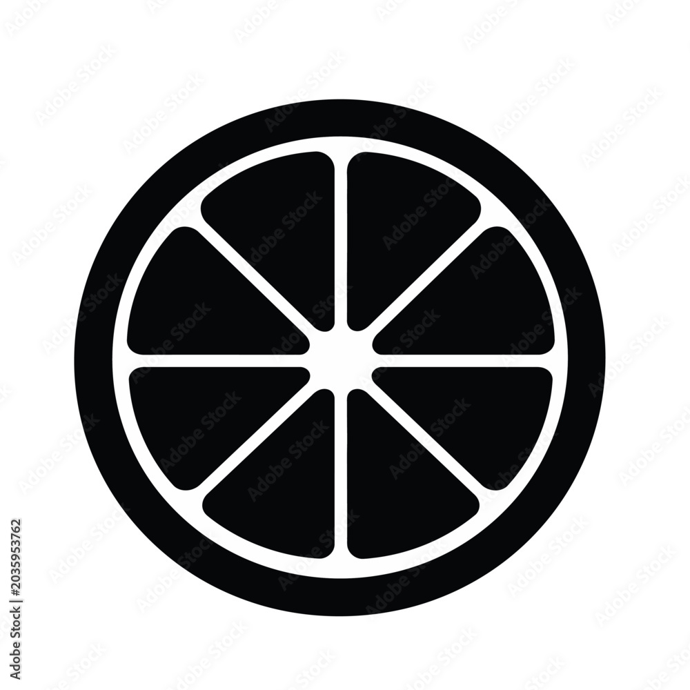 Obraz premium Minimalist Orange Slice Fruit Vector Illustration Icon