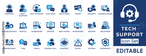 Foto Tech support and customer service solid icon set