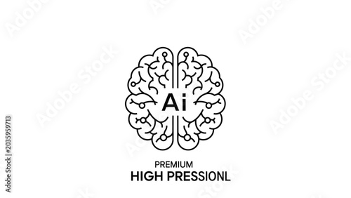 Innovative AI brain logo representing artificial intelligence and high-level thought processes in technology and business