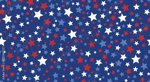 Patriotic Red White and Blue Stars Seamless Pattern Background