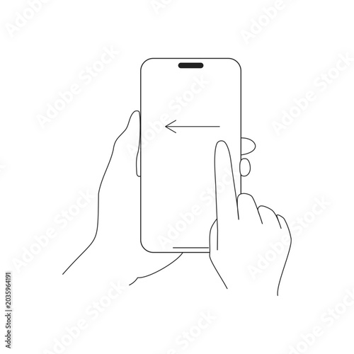 Quadro su tela Smartphone Swipe Left Gesture Line Art Icon スマートフォン 左スワイプ操作ジェスチャー 線画アイコン
