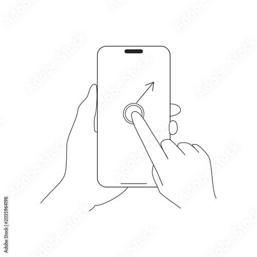 Foto Smartphone Drag Gesture Line Art Icon スマートフォン ドラッグ操作ジェスチャー 線画アイコン