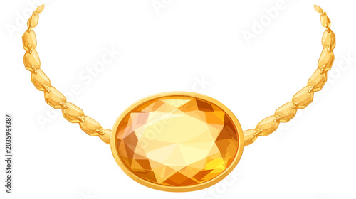 Elegant gold necklace with large round gemstone centerpiece