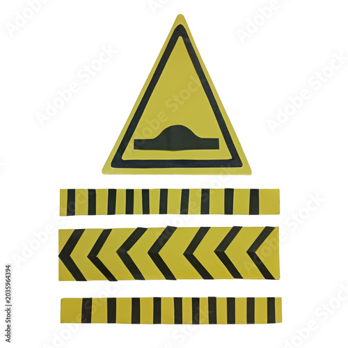 Yellow warning traffic road sign with arrows